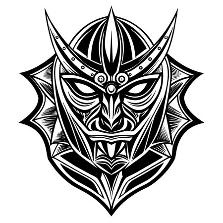 Spartan mask. Black and white illustration isolated on white backgroundのイラスト素材