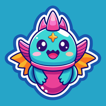 Cute cartoon kawaii unicorn with wings. Vector illustration.のイラスト素材