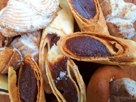 Waffles with boiled condensed milk filling and pastry for tea.