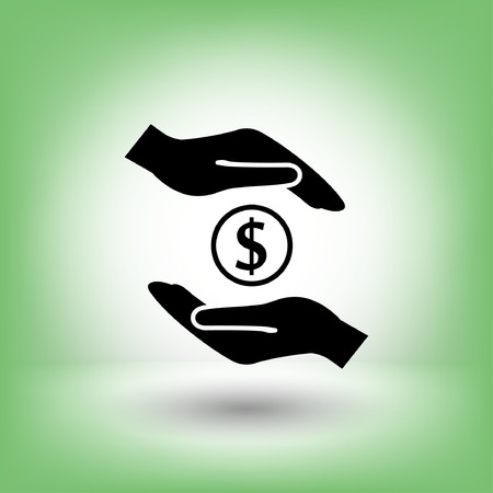 Pictograph of money in hand. Vector concept illustration for design. Eps 10のイラスト素材