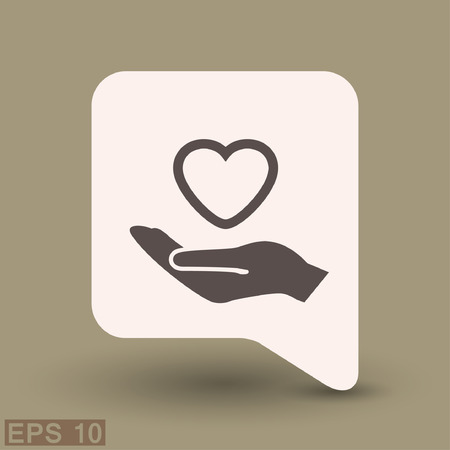 Pictograph of heart in hand. Vector concept illustration for design. Eps 10のイラスト素材