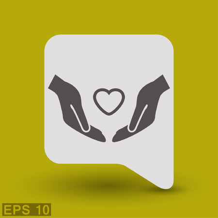 Pictograph of heart in hand. Vector concept illustration for design. Eps 10のイラスト素材