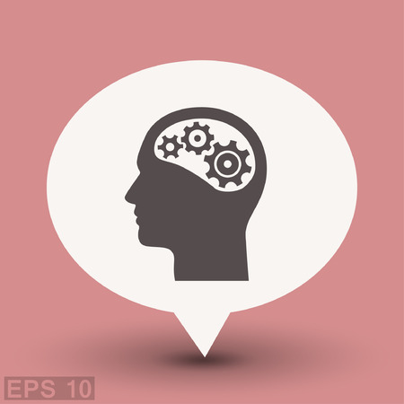 Pictograph of gear in head. Vector concept illustration for design. Eps 10のイラスト素材