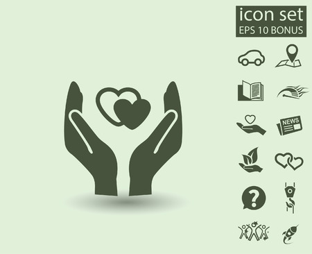 Pictograph of heart in hand. Vector concept illustration for design. Eps 10のイラスト素材