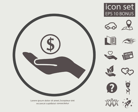 Pictograph of money in hand. Vector concept illustration for design. Eps 10のイラスト素材