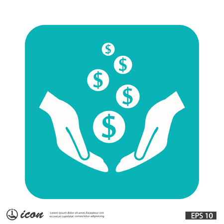 Pictograph of money in hand. Vector concept illustration for design.のイラスト素材