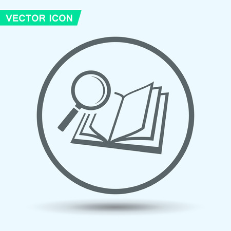 Pictograph of book and magnifier glass. Vector concept illustration for design. Eps 10のイラスト素材