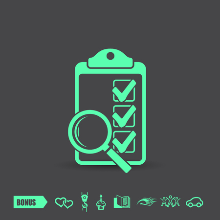 Pictograph of checklist . Green neon colorのイラスト素材