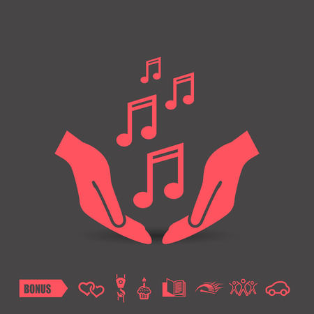 Pictograph of music . Red neon colorのイラスト素材