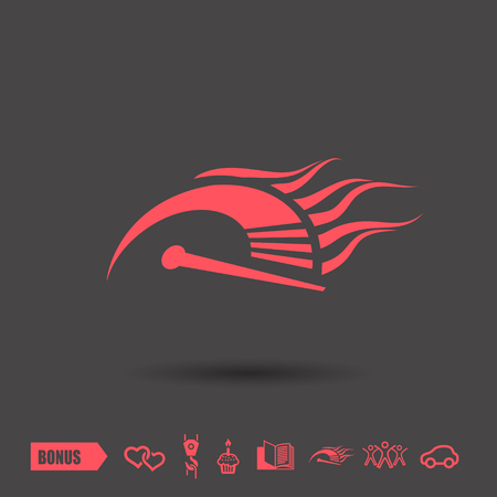 Pictograph of speedometer . Red neon colorのイラスト素材