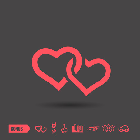Pictograph of two hearts . Red neon colorのイラスト素材
