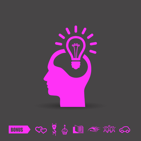 Pictograph of bulb concept . Magenta neon colorのイラスト素材
