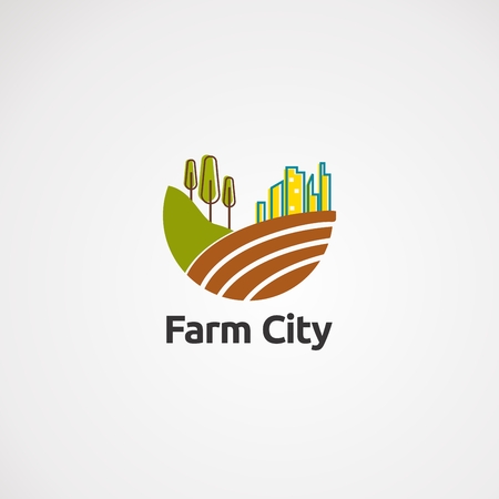 farm city logo vector, icon, element, and template for companyのイラスト素材