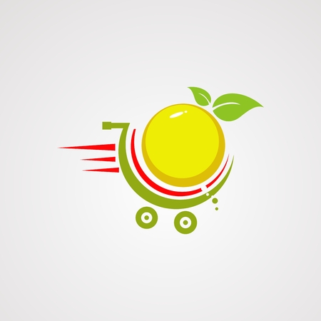 fast orange fruit on trolly logo vector, icon, element, and template for companyのイラスト素材