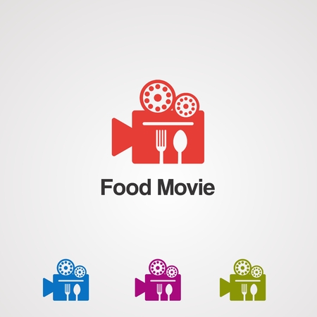 food movie with stan spoon and fork logo vector, icon,element, and template for companyのイラスト素材