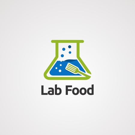 lab food with bubble water and fork logo vector concept, icon, element, and template for companyのイラスト素材
