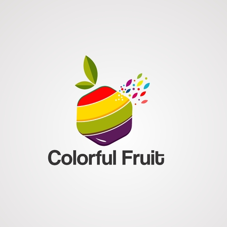 colorful fruit on box with leaf logo vector, icon, element, and template for companyのイラスト素材