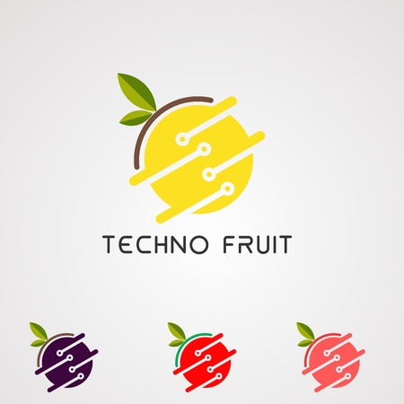 techno fruit logo vector, icon, element, and templateのイラスト素材