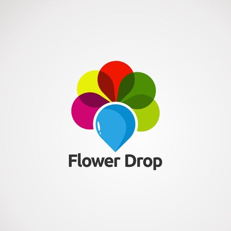 drop blue flower logo vector, icon, element, and template for companyのイラスト素材