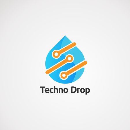 techno drop with orange color touch logo vector, icon, element, and template for companyのイラスト素材