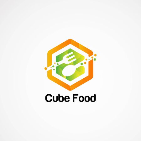cube food logo vector concept, icon, element, and template for companyのイラスト素材