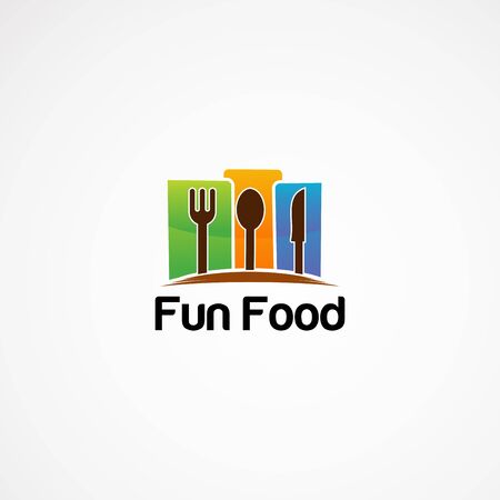 fun food logo designs concept with colorful for companyのイラスト素材