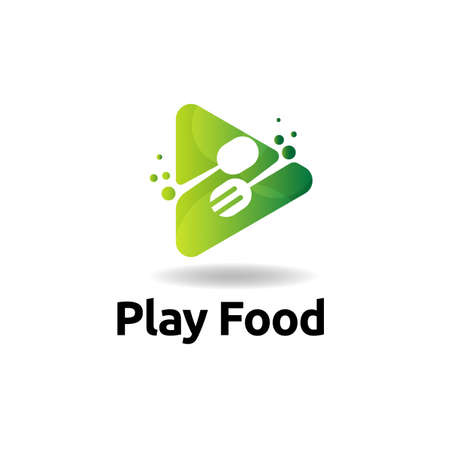 play food with spoon and fork logo vector concept, icon, element and template for companyのイラスト素材