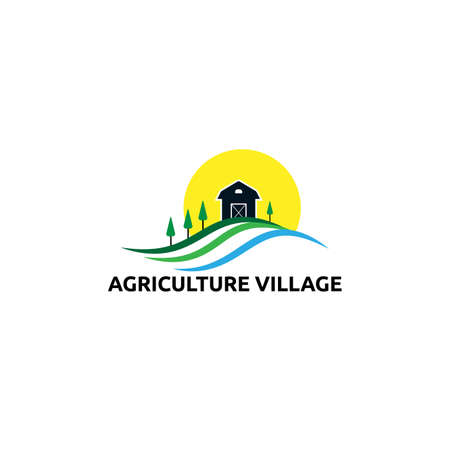 agriculture village logo vector concept, icon, element, and template for companyのイラスト素材