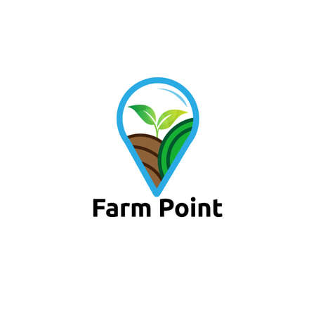 Farm point logo with leaf logo vector concept, icon, element, and template for companyのイラスト素材