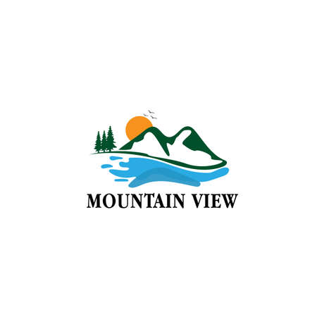 mountain view logo vector illustration concept, icon, element, and template for companyのイラスト素材