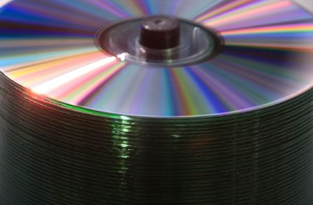 Close-up on bulk blank spindle CDs
