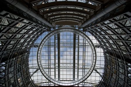Contemporary architecture rounded tall buildingの写真素材