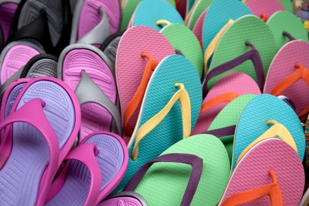 a colorful background made with a flip-flop displayの写真素材