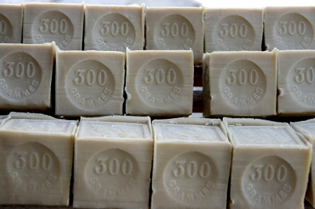 Blocks of Savon de Marseille made with olive oilの写真素材