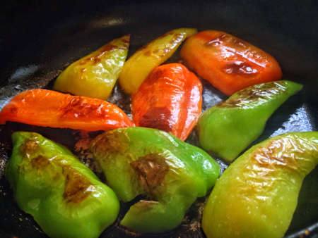 Cooking in a bowl of delicious Bulgarian peppersの素材