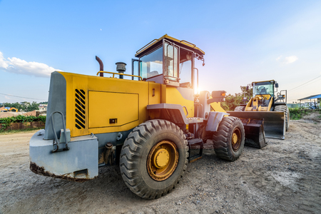excavator at sandpit during earthmoving worksのeditorial素材