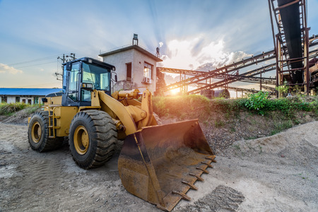excavator at sandpit during earthmoving works