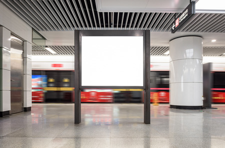 blank billboard on the wall in subway station channelの写真素材