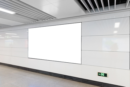 blank billboard on the wall in subway station channelの写真素材