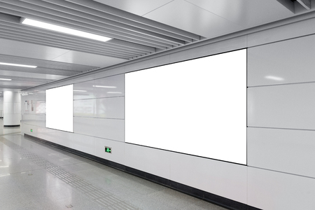 blank billboard on the wall in subway station channelの写真素材