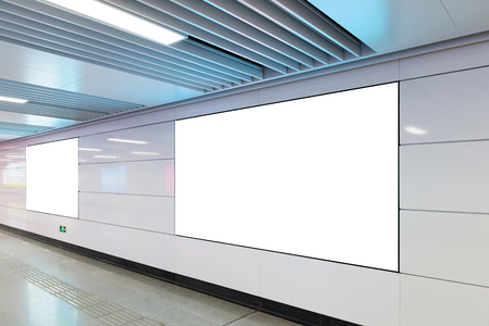 blank billboard on the wall in subway station channelの写真素材