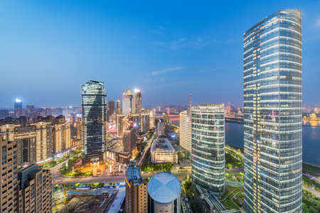 Modern city night view, Shanghai, China