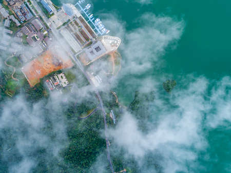 Clouds and reservoirs on the high mountainsの写真素材