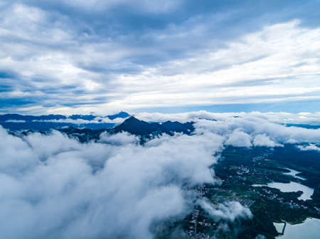 Clouds and reservoirs on the high mountainsの写真素材