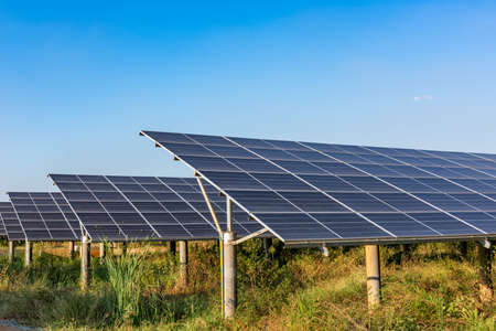 Solar panel, photovoltaic, alternative electricity source-selective focus, copy spaceの写真素材