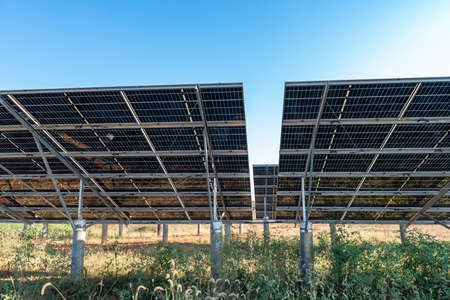 Solar panel, photovoltaic, alternative electricity source-selective focus, copy spaceの写真素材