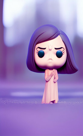 Cute little girl with sad expression on her face, 3d illustration