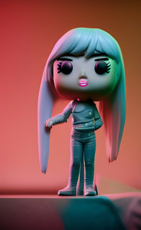 3d rendering of a doll girl with long hair in the studio