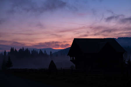 Landscape nature view background. View from street at a wonderful landscape nature view with space for your text in mountainsの写真素材