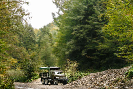 Couple in vape cloud. Two in smoke. Tourists in cold autumn forest with vape. Man and women in...